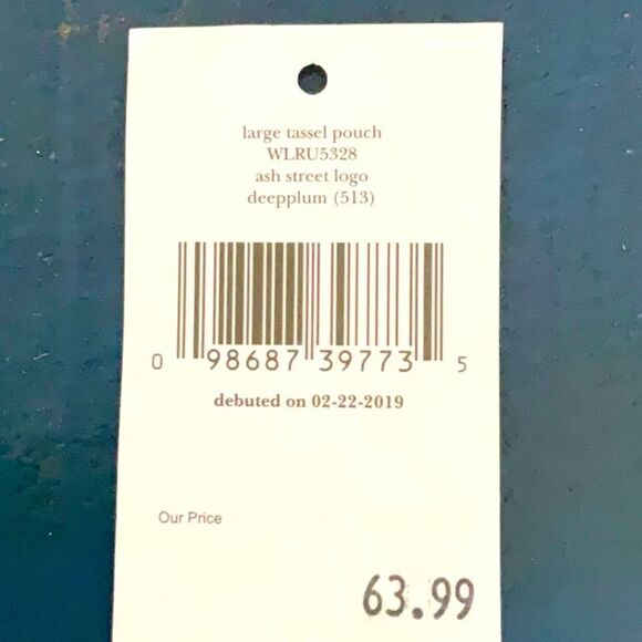 KATE SPADE NWT LARGE TASSEL POUCH BAG ASH ST LOGO DEEP PLUM - Picture 6 of 6